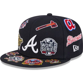 New Era Плоска Козирка 59FIFTY All Over Atlanta Braves MLB Черна Прилепнала Шапка