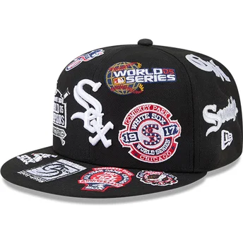 Casquette plate noire ajustée 59FIFTY All Over Logos Chicago White Sox MLB New Era