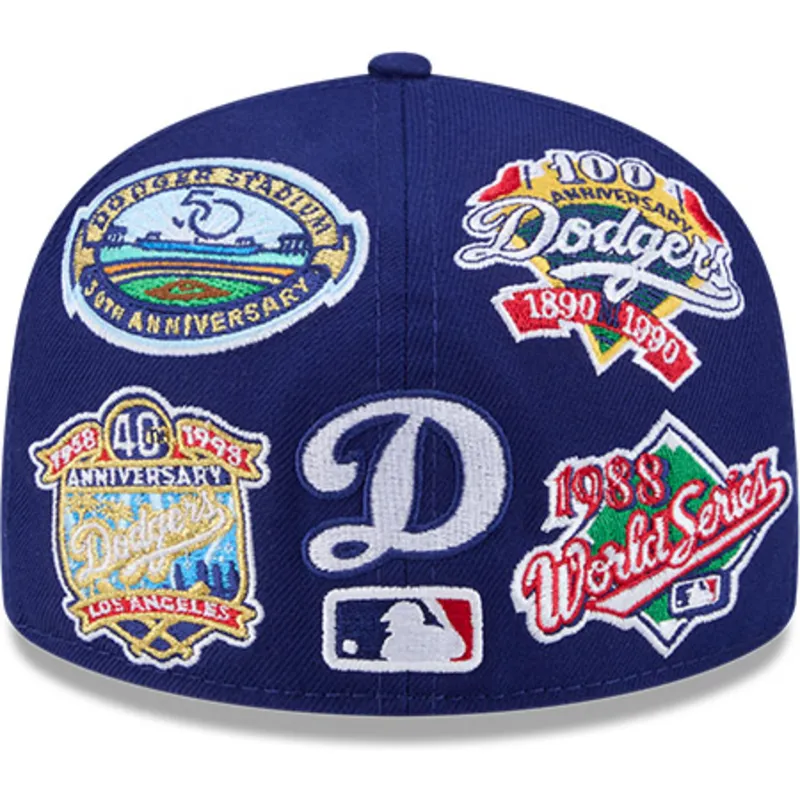 blaue-flache-verstellbare-59fifty-all-over-logos-kappe-der-los-angeles-dodgers-mlb-von-new-era