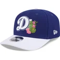 casquette-courbee-bleue-et-blanche-snapback-9seventy-stretch-snap-flower-los-angeles-dodgers-mlb-new-era
