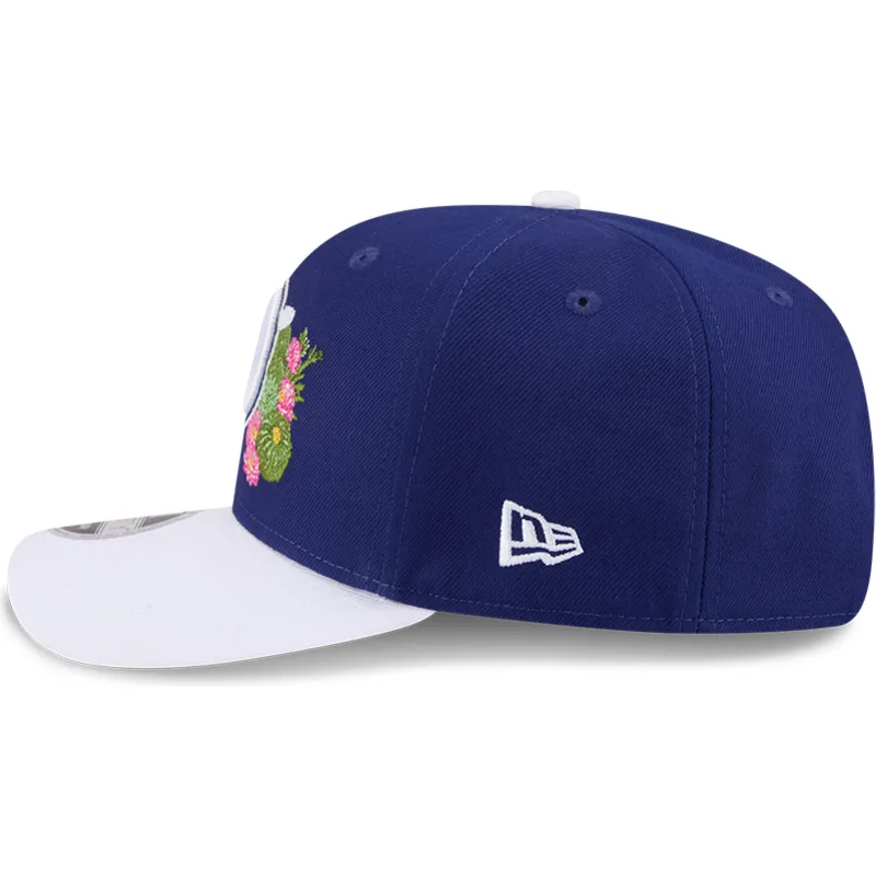 casquette-courbee-bleue-et-blanche-snapback-9seventy-stretch-snap-flower-los-angeles-dodgers-mlb-new-era