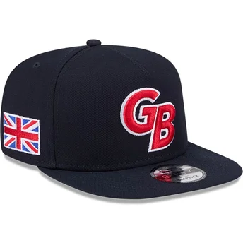 Flad marineblå snapback-kasket 9FIFTY A Frame Great Britain 2026 World Baseball Classic fra New Era