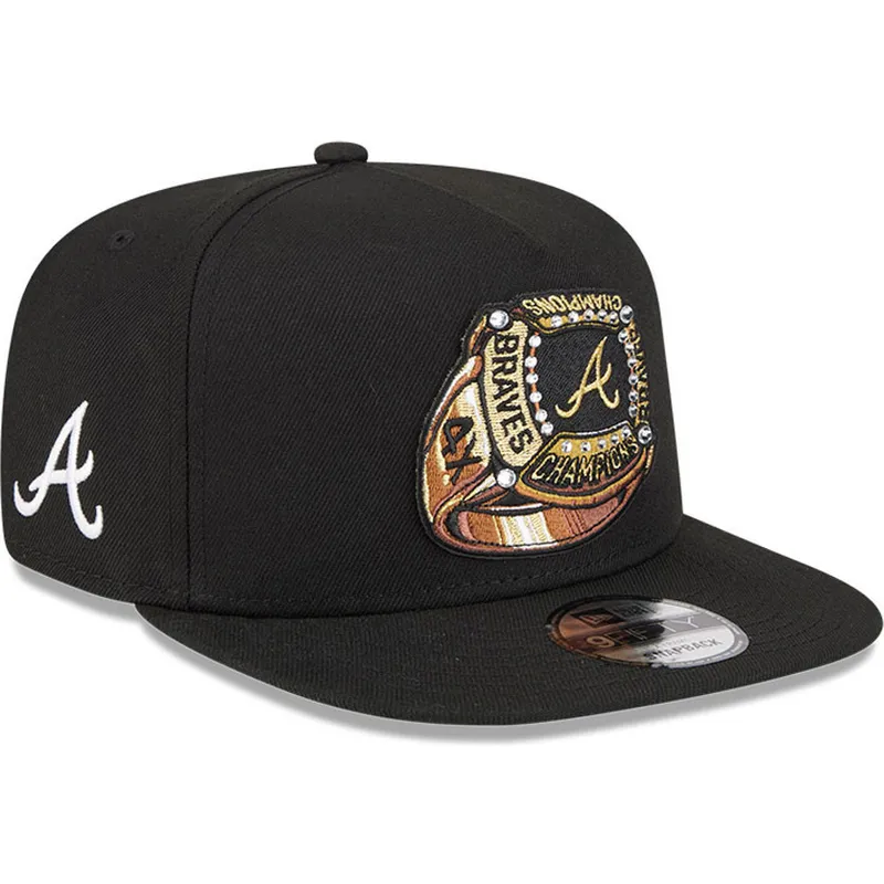 schwarze-flache-snapback-kappe-9fifty-a-frame-ring-der-atlanta-braves-mlb-von-new-era
