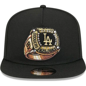 Sort flad snapback 9FIFTY A Frame Ring kasket fra Los Angeles Dodgers MLB fra New Era