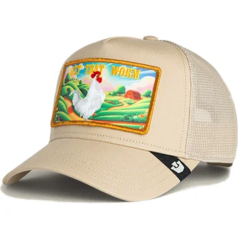 Trucker kasket beige hane Get That Worm Greener Grass The Farm fra Goorin Bros.