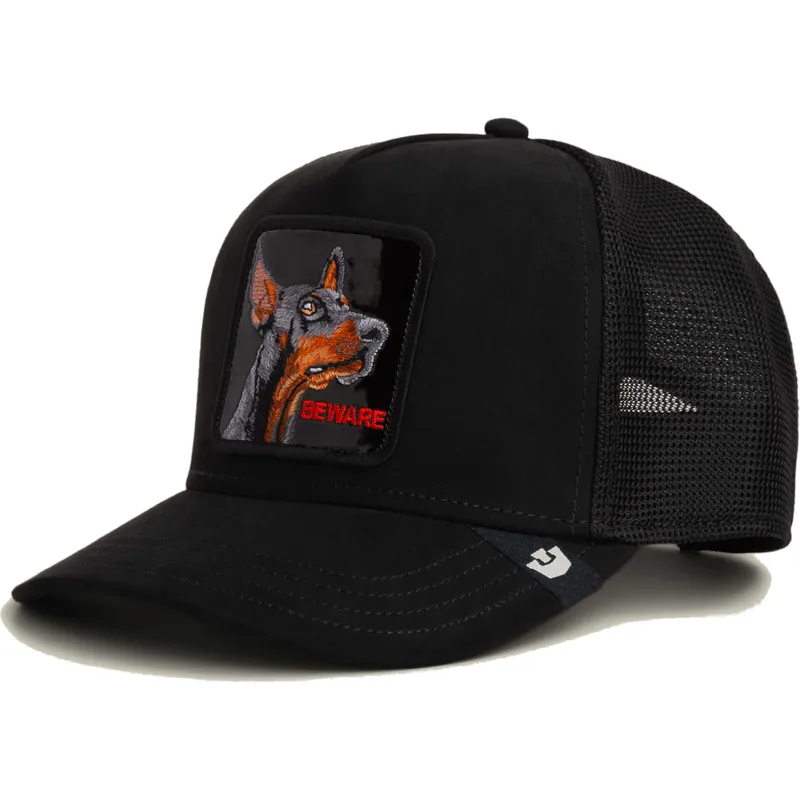 gorra-trucker-negra-perro-doberman-black-out-doberman-metallic-the-farm-de-goorin-bros