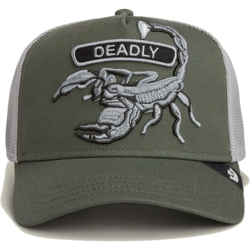 trucker-kasket-gron-skorpion-classic-rocker-deadly-the-farm-fra-goorin-bros