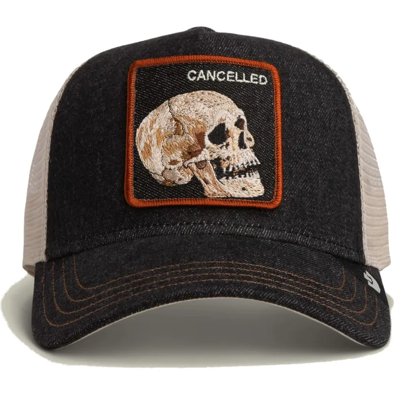 shapka-izvita-traker-cherna-snapbek-cancelled-denim-skull-the-farm-ot-goorin-bros