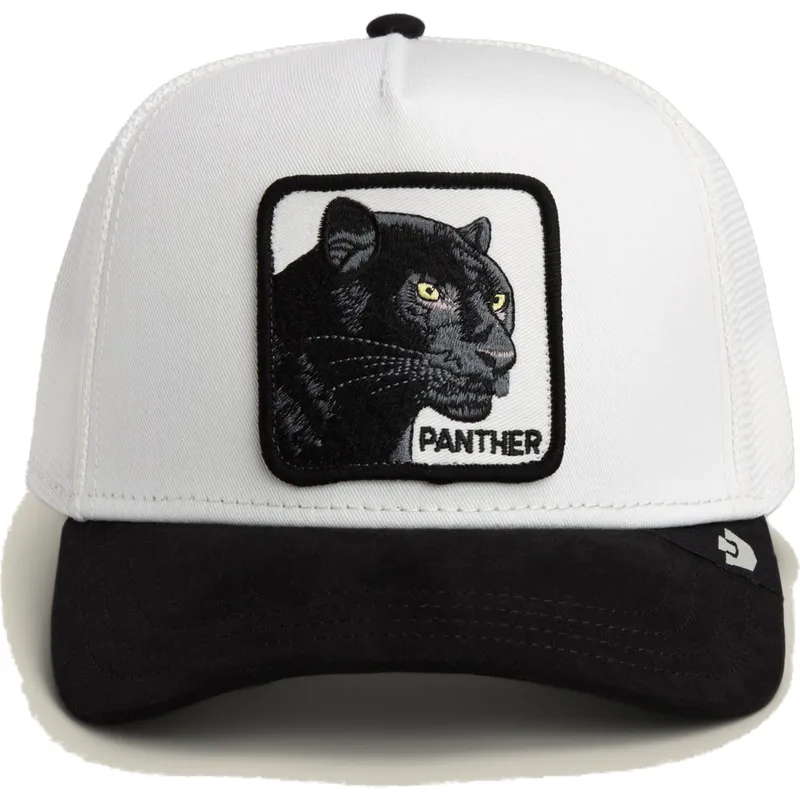 trucker-kasket-hvid-og-sort-panter-microsuede-black-panther-the-farm-fra-goorin-bros