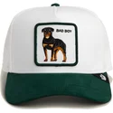gorra-trucker-blanca-y-verde-perro-rottweiler-microsuede-bad-boy-the-farm-de-goorin-bros