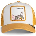 shapka-izvita-kafyav-snapback-za-deca-na-gorra-trucker-marron-para-nino-gato-curious-cat-mini-the-farm-the-farm-ot-goorin-bros