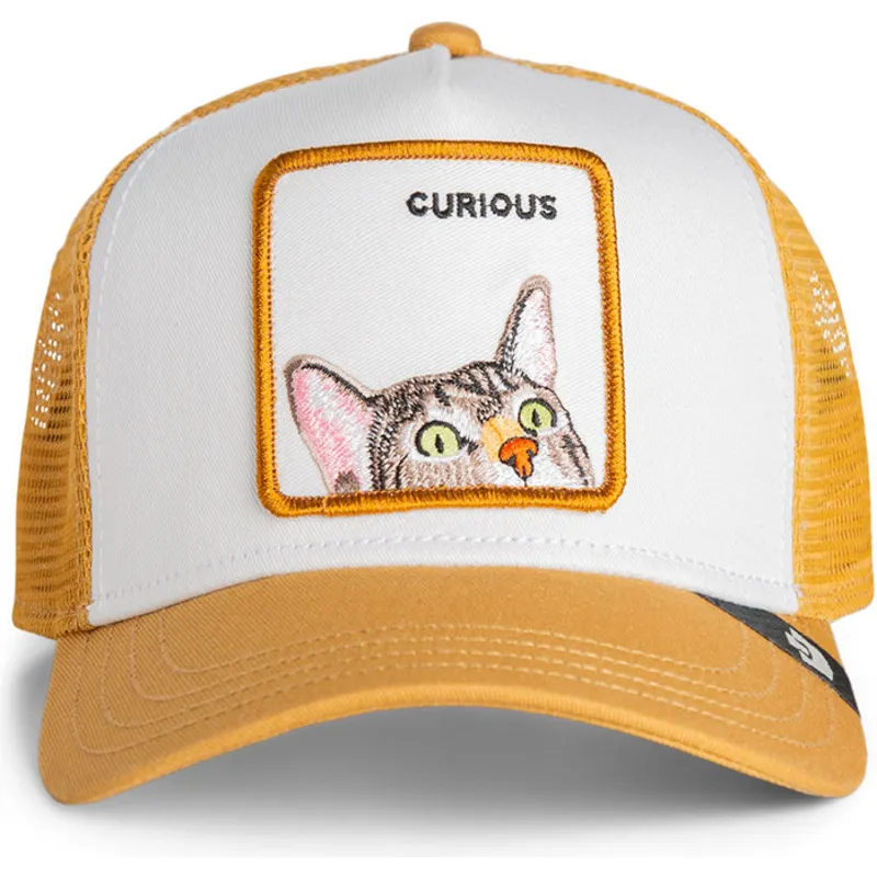 shapka-izvita-kafyav-snapback-za-deca-na-gorra-trucker-marron-para-nino-gato-curious-cat-mini-the-farm-the-farm-ot-goorin-bros