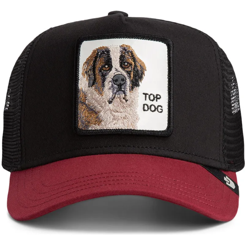 trucker-kasket-sort-og-rod-hund-crush-top-dog-the-farm-fra-goorin-bros