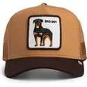 casquette-trucker-marron-pour-enfant-chien-rottweiler-bad-boy-mini-the-farm-goorin-bros