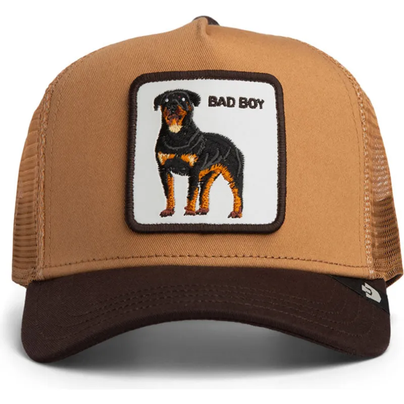 trucker-kasket-brun-til-dreng-hund-rottweiler-bad-boy-mini-the-farm-fra-goorin-bros