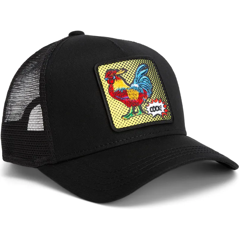 casquette-trucker-noire-coq-cock-rooster-pop-art-2-the-farm-goorin-bros