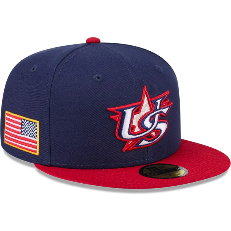 flad-kasket-marinebla-og-rod-tilpasset-59fifty-usa-2026-world-baseball-classic-fra-new-era