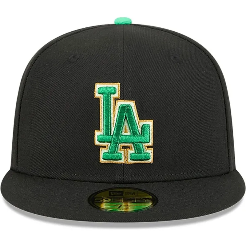 schwarze-anliegende-59fifty-flatcap-saint-patrick-s-day-der-los-angeles-dodgers-mlb-von-new-era