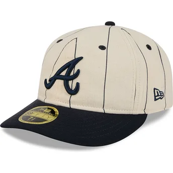 Шапка извита бежов регулируема 59FIFTY Retro Crown Linen на Atlanta Braves MLB от New Era