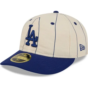 Καπέλο με καμπύλη μπεζ εφαρμοστό 59FIFTY Retro Crown Linen των Los Angeles Dodgers MLB της New Era