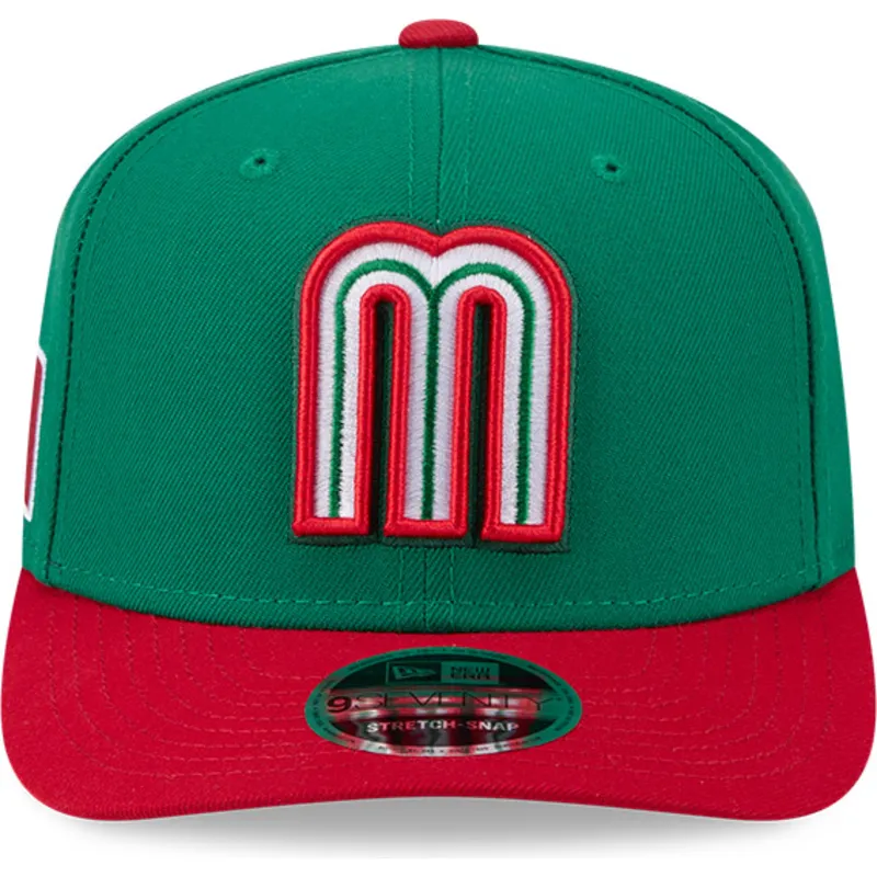 casquette-courbee-verte-et-rouge-snapback-9seventy-stretch-snap-mexico-2026-world-baseball-classic-new-era