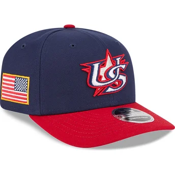 Marineblaue und rote gebogene Snapback-Kappe 9SEVENTY Stretch Snap USA 2026 World Baseball Classic von New Era