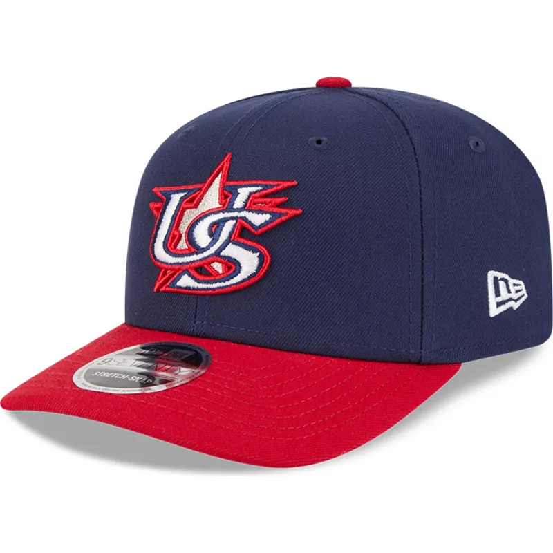 casquette-courbee-bleue-marine-et-rouge-snapback-9seventy-stretch-snap-usa-2026-world-baseball-classic-new-era