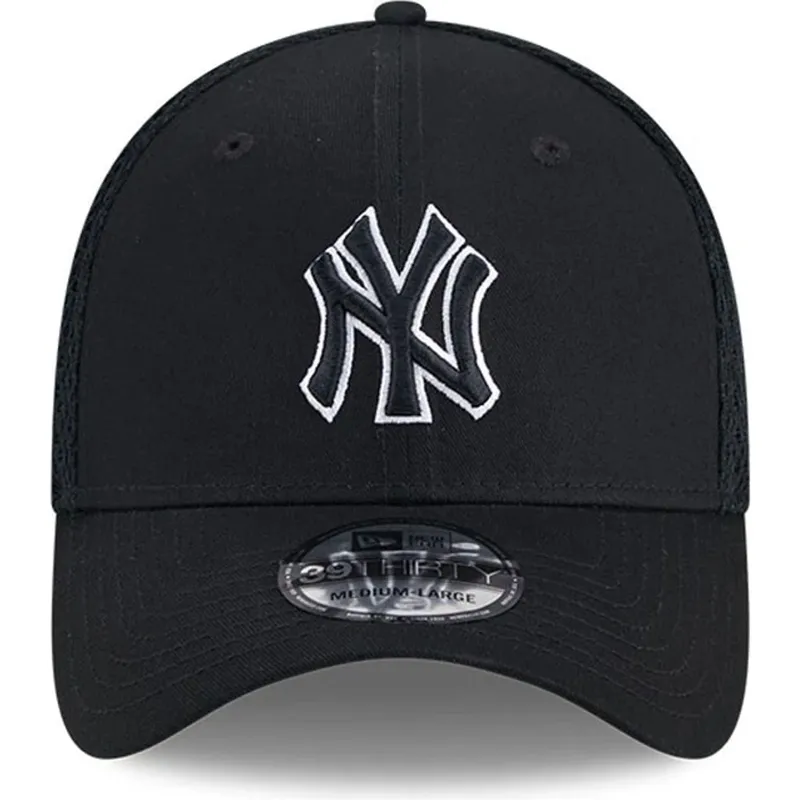 sort-fitted-trucker-kasket-med-sort-logo-39thirty-evergreen-neo-fra-new-york-yankees-mlb-fra-new-era