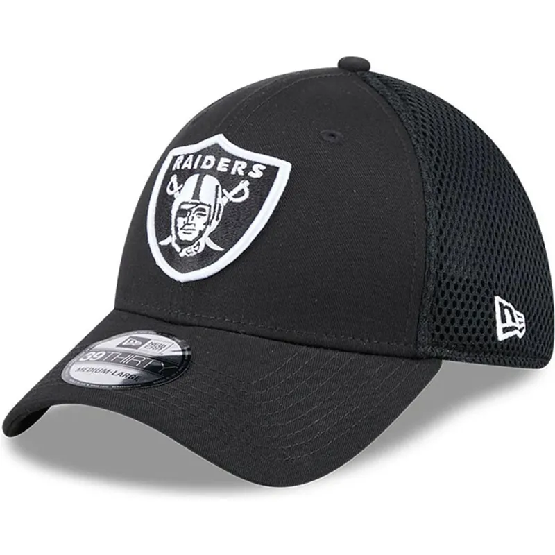 justerbar-sort-trucker-kasket-39thirty-evergreen-neo-fra-las-vegas-raiders-nfl-fra-new-era