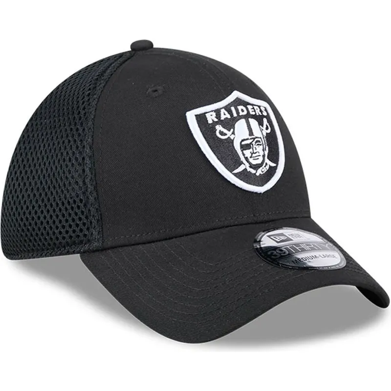 justerbar-sort-trucker-kasket-39thirty-evergreen-neo-fra-las-vegas-raiders-nfl-fra-new-era