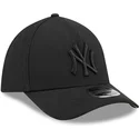 schwarze-gebogene-verstellbare-kappe-mit-schwarzem-logo-39thirty-m-crown-a-frame-von-new-york-yankees-mlb-von-new-era