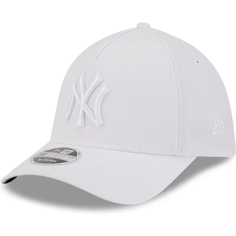 hvid-buet-kasket-justerbar-med-hvidt-logo-39thirty-m-crown-a-frame-fra-new-york-yankees-mlb-fra-new-era