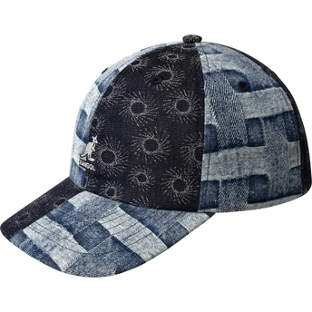Justerbar blå buet kasket Denim Mashup Blue Picnic fra Kangol