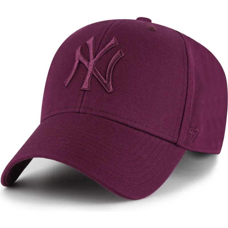 casquette-courbee-grenat-snapback-avec-logo-grenat-mvp-new-york-yankees-mlb-47-brand
