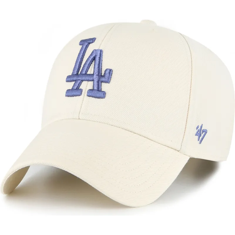 beige-buet-kasket-snapback-med-blat-mvp-logo-fra-los-angeles-dodgers-mlb-fra-47-brand
