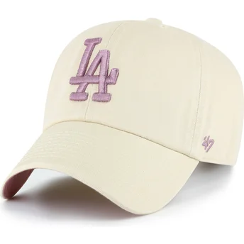 47 Brand Извита Периферия Лилаво Лого Clean Up Ballpark Los Angeles Dodgers MLB Бежова Регулируема Шапка