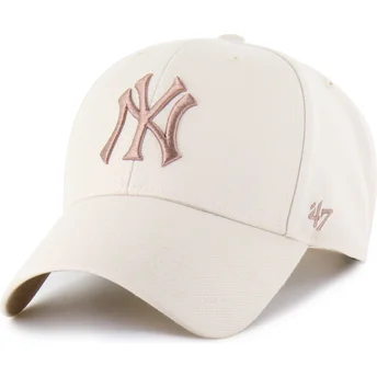 Casquette courbée beige snapback avec logo marron MVP Ballpark New York Yankees MLB 47 Brand