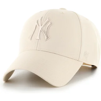 Casquette courbée beige snapback avec logo beige MVP Ballpark New York Yankees MLB 47 Brand
