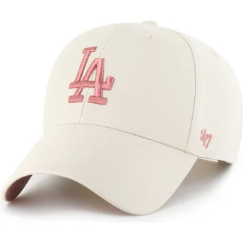 47 Brand Извита Козирка Розово Лого MVP Ballpark Los Angeles Dodgers MLB Бежова Шапка с Тик-так Закопчаване