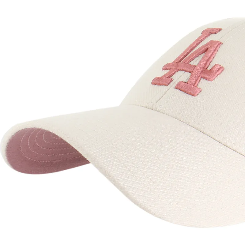 beige-gebogene-snapback-kappe-mit-rosa-logo-mvp-ballpark-der-los-angeles-dodgers-mlb-von-47-brand