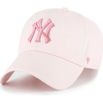 Gorra curva rosa ajustable con logo rosa Clean Up No Loop Label de New York Yankees MLB de 47 Brand