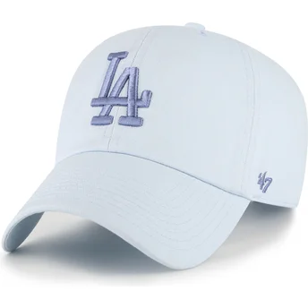 Blå justerbar curved kasket med blåt logo Clean Up No Loop Label fra Los Angeles Dodgers MLB fra 47 Brand