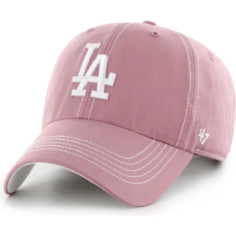 Шапка извита роза регулируем Clean Up Contrast Stitch на Los Angeles Dodgers MLB от 47 Brand
