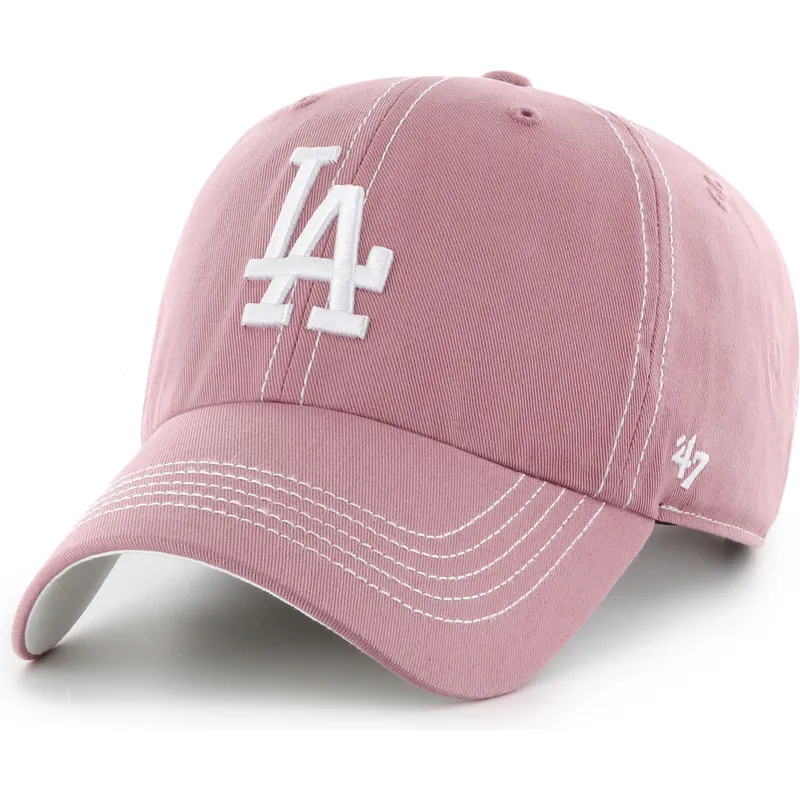 shapka-izvita-roza-reguliruema-clean-up-contrast-stitch-na-los-angeles-dodgers-mlb-ot-47-brand