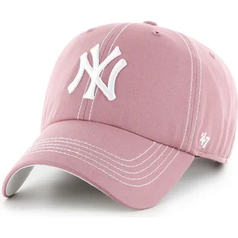 Rosa verstellbare Curved Cap Clean Up Contrast Stitch der New York Yankees MLB von 47 Brand