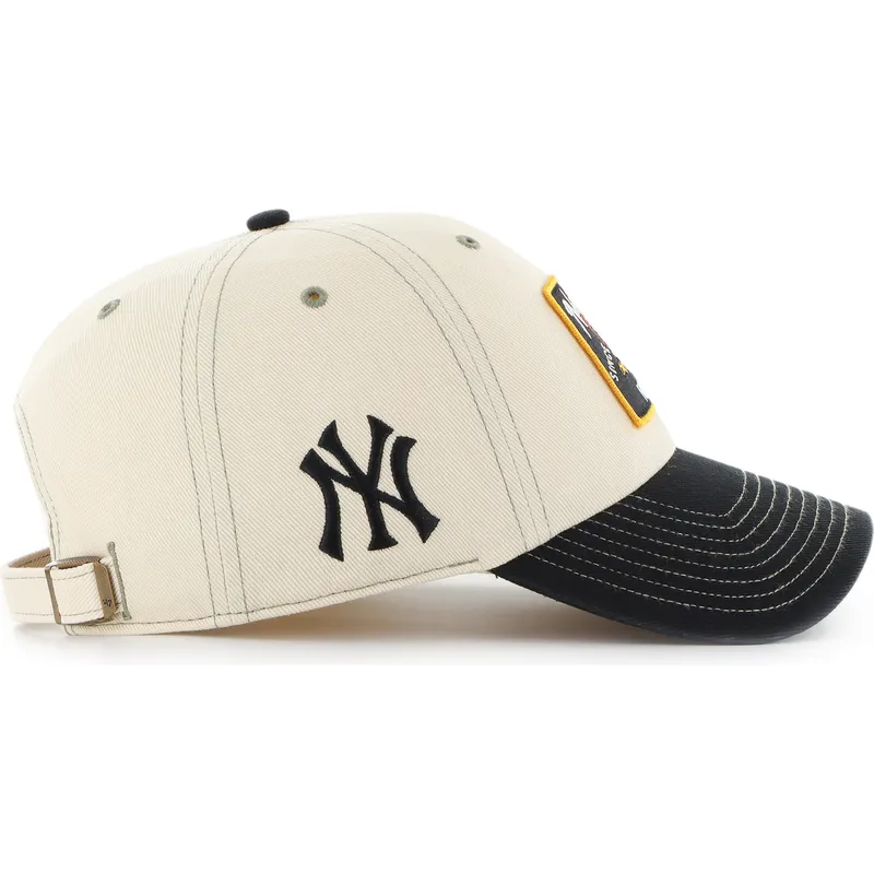 buet-beige-og-sort-justerbar-kasket-clean-up-keepsake-fra-new-york-yankees-mlb-fra-47-brand
