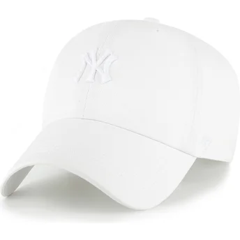 Weiße verstellbare gebogene Kappe mit weißem Logo Clean Up Contemporary Two Tone der New York Yankees MLB von 47 Brand