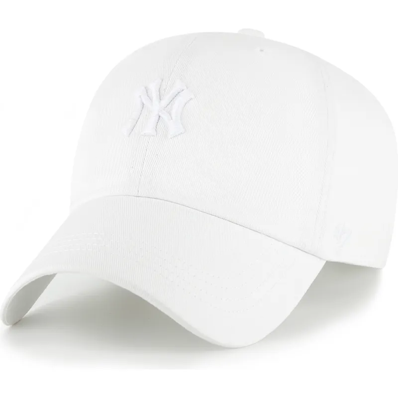 weisse-verstellbare-gebogene-kappe-mit-weissem-logo-clean-up-contemporary-two-tone-der-new-york-yankees-mlb-von-47-brand
