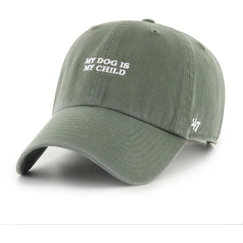47-brand-curved-brim-my-dog-is-my-child-phrase-clean-up-base-runner-icon-green-adjustable-cap
