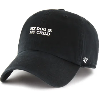 Шапка извита черна регулируема My Dog Is My Child Phrase Clean Up Base Runner Icon от 47 Brand